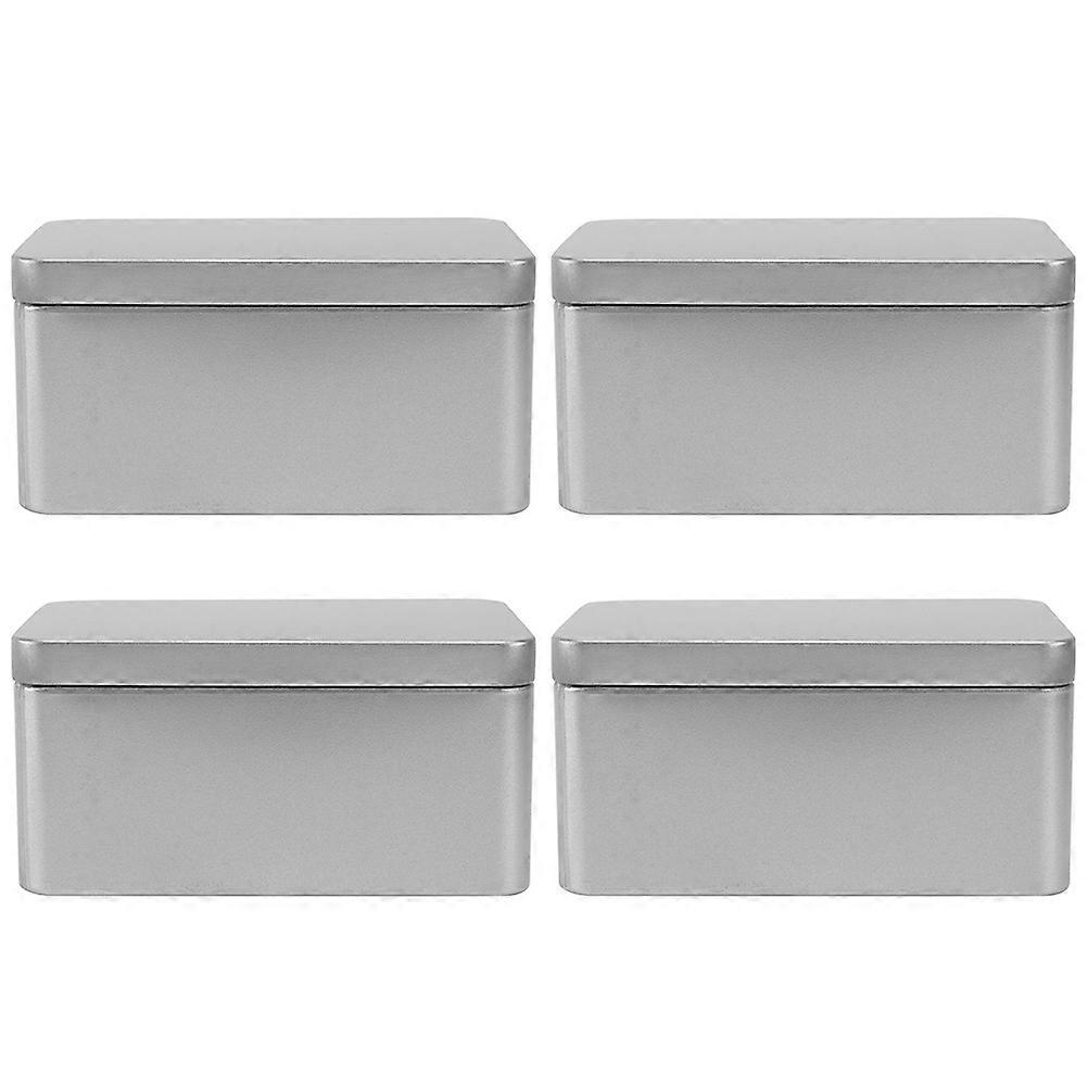 4pcs Practical Tea Leaf Sealing Boxes Tinplate Tea Leaf Storage Boxes (Silver)