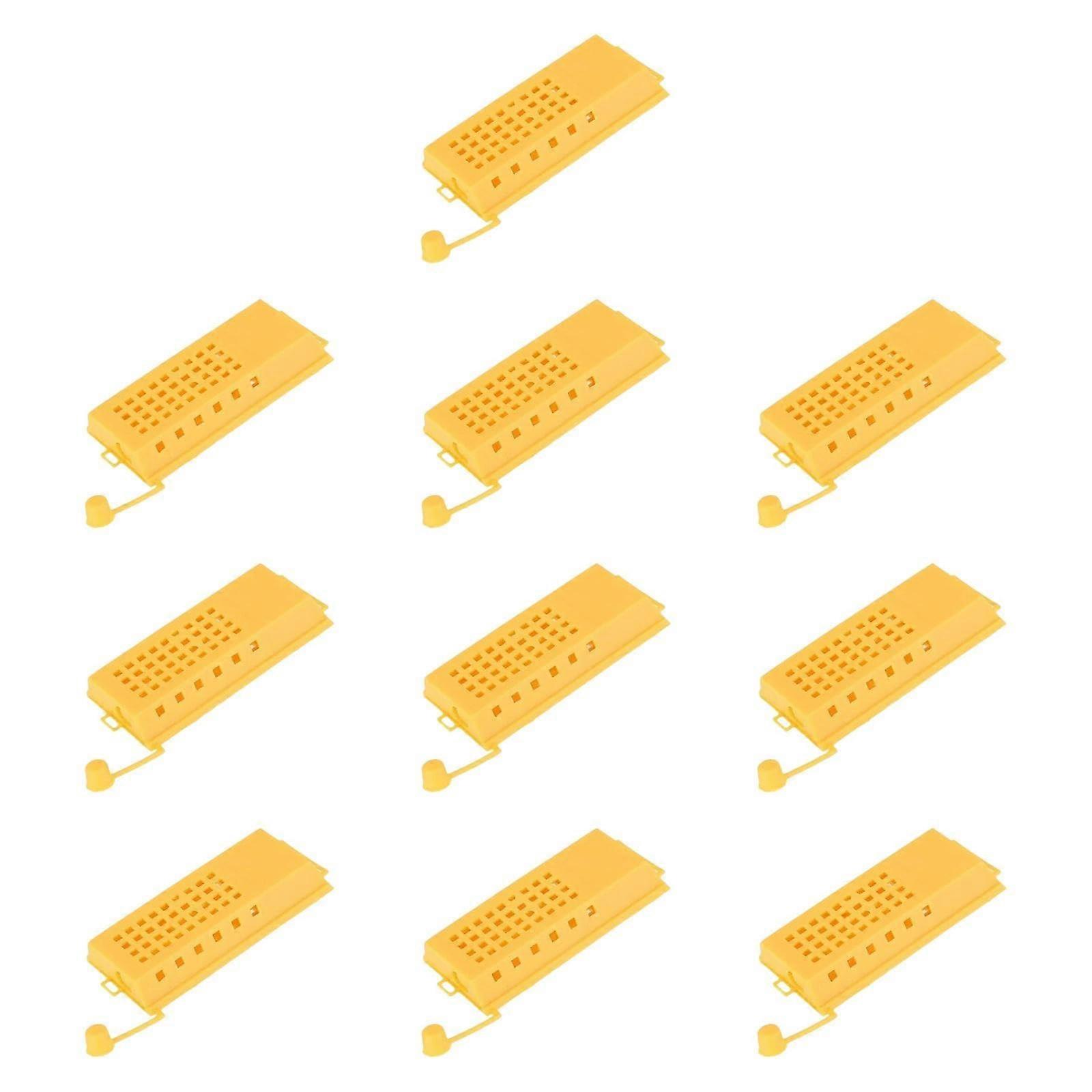 Queen Bee Cages 10Pcs Beekeeping Tool Push-Pull Rearing Boxes Made of Durable Plastic for Safe Bee Transport