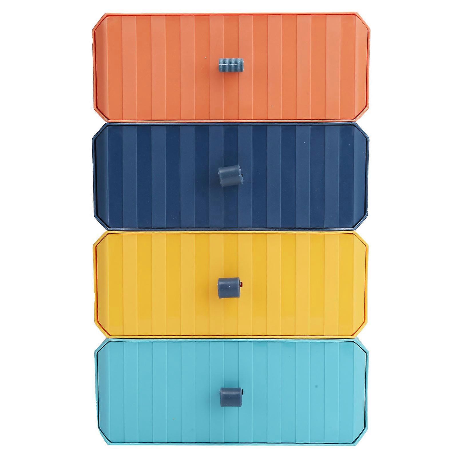4Pcs Drawer Plastic Storage Box Desk Organization Stackable Storage Drawers Set for Home Office