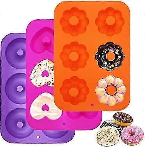 Silicone Donut Cake Mold Set - 6-Cavity Pastry Molds for Baking Cakes, Biscuits, Bagels & Muffins - Non-Stick & Easy Release