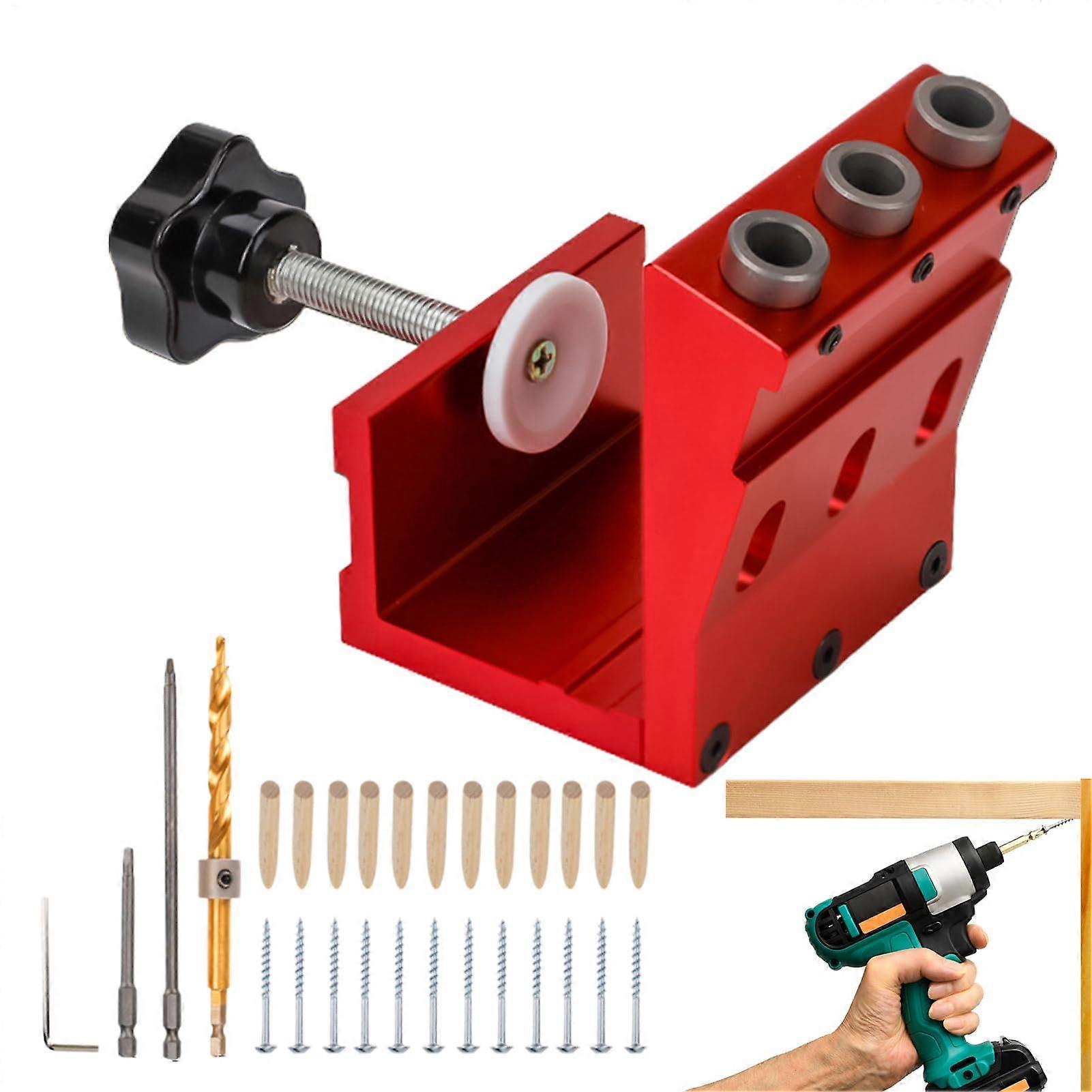 Pocket hole jig system, template for angled drilling holes  adjustable portable precision ergonomic sturdy saw guide for woodworking carpentry