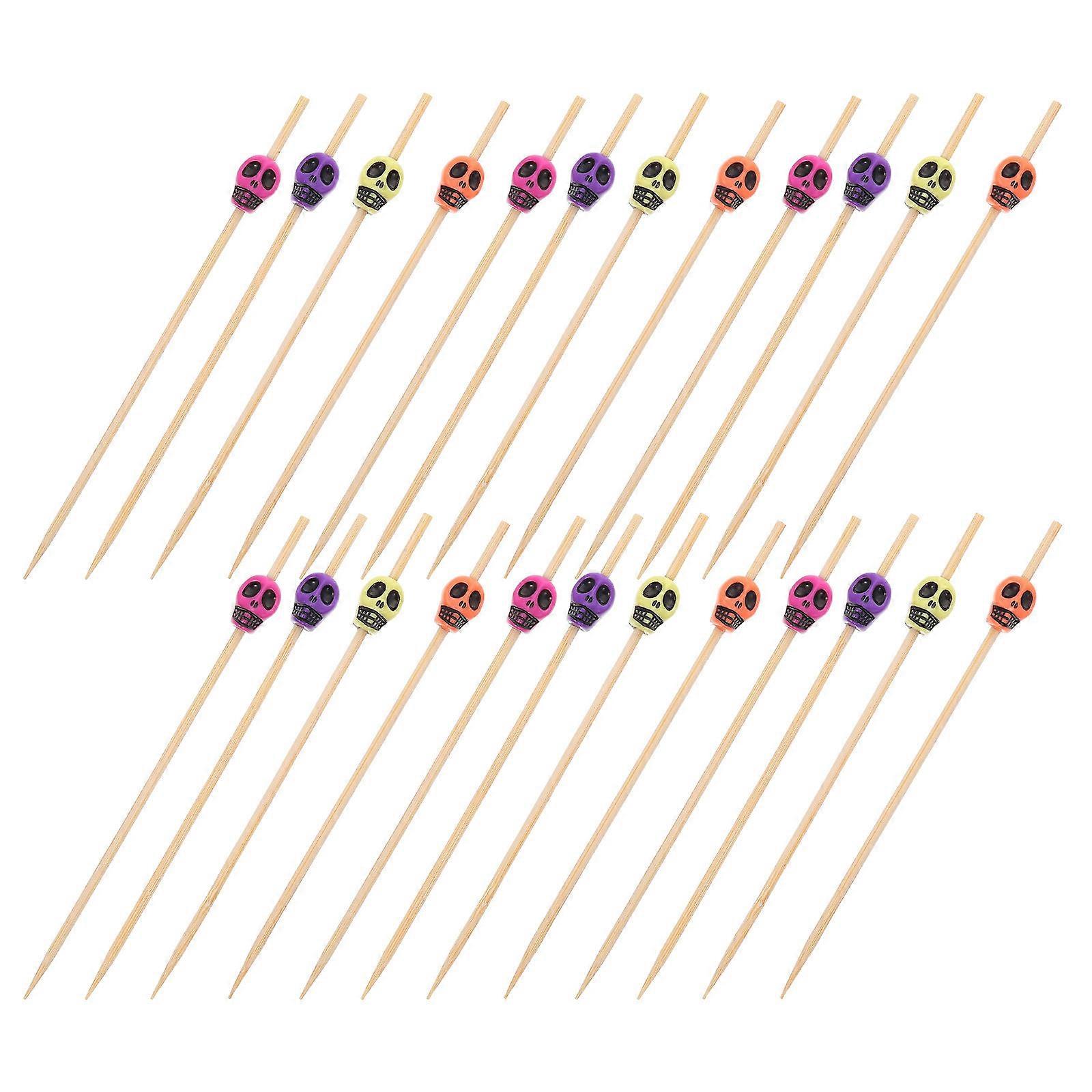 Party Fruit Forks Bamboo Crafts Sticks For Food Items Restaurant Use Assorted Color 200Pcs