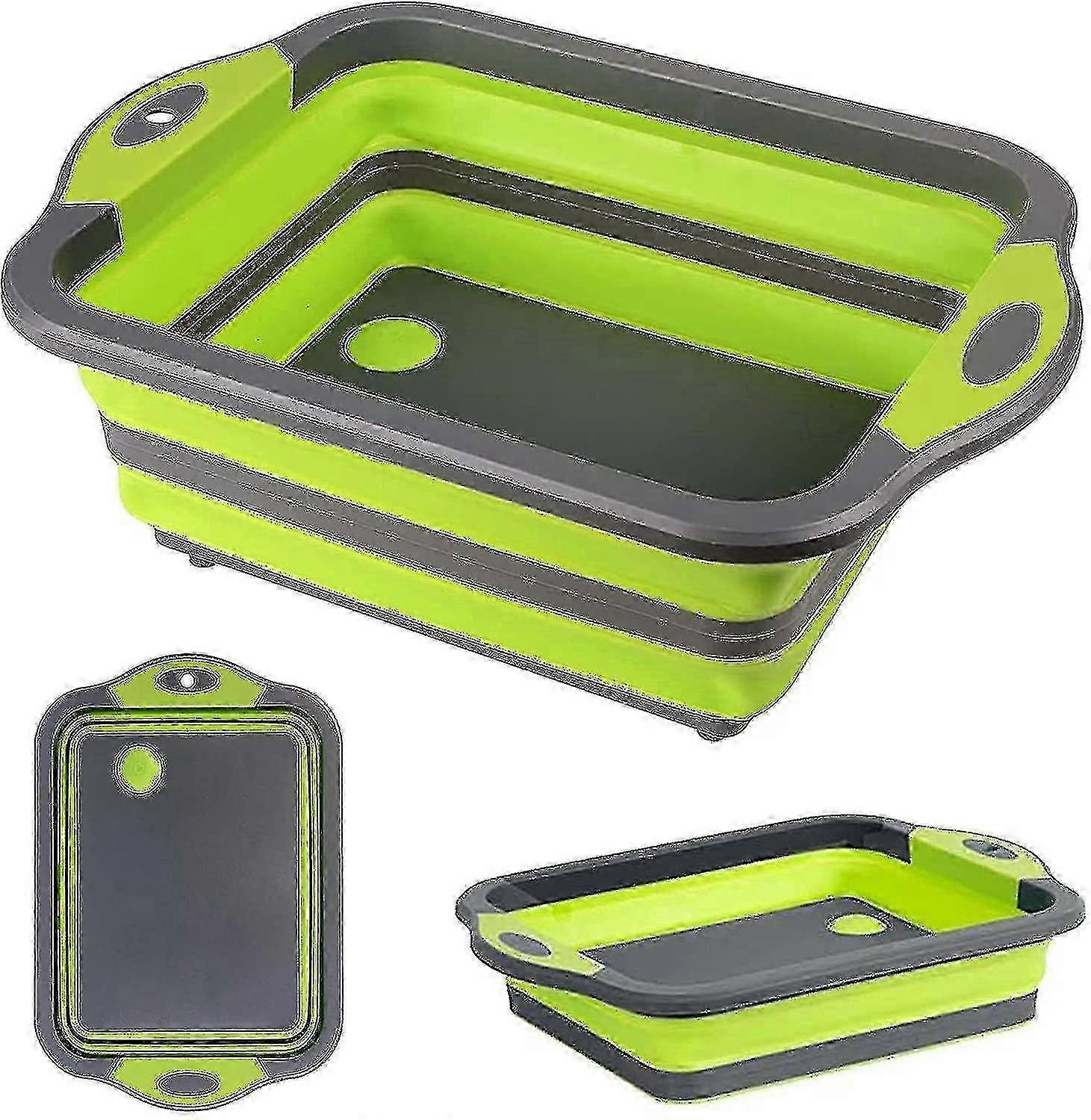 Foldable Multi-function Cutting Board w/ Built-in Colander, Collapsible Plastic
