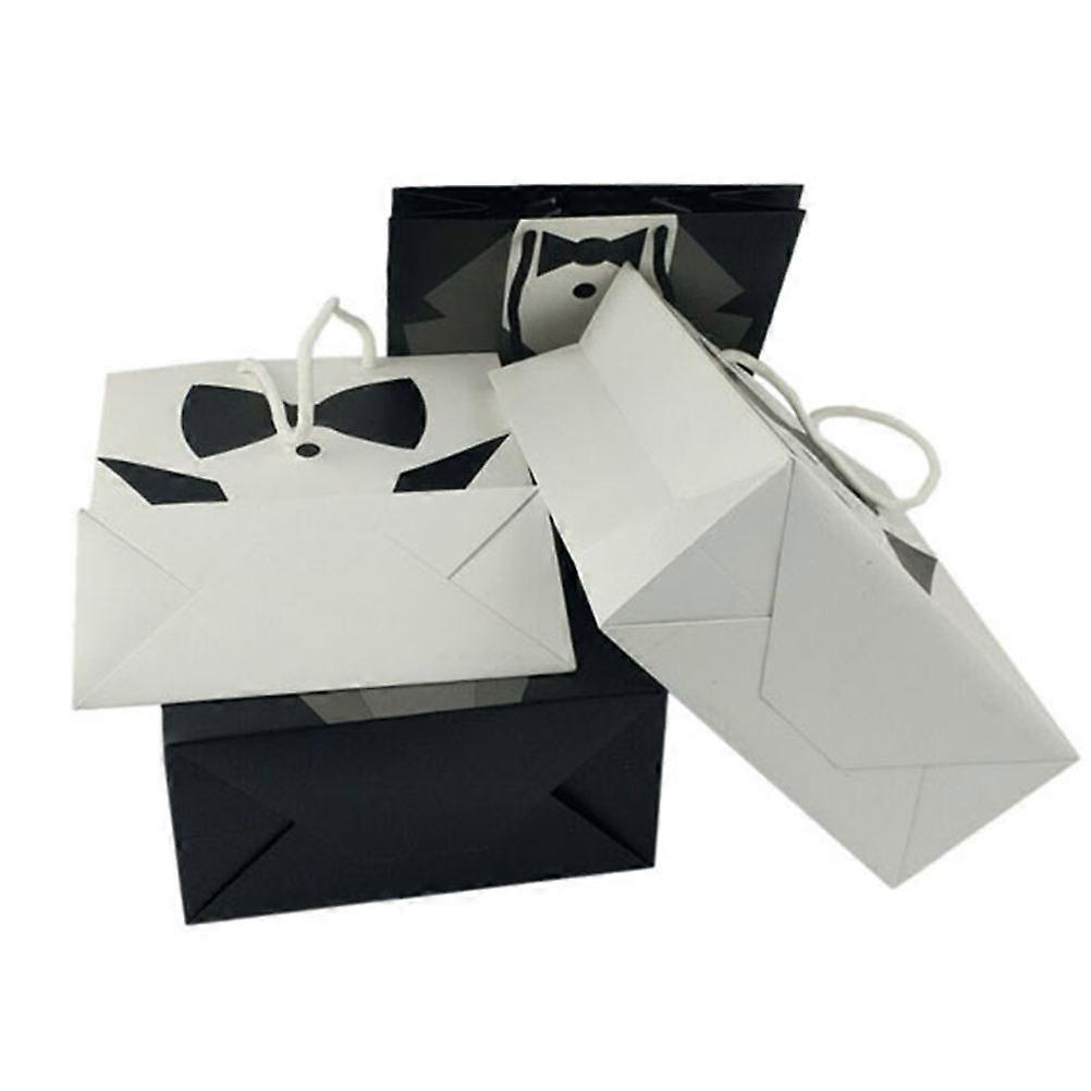 10pcs Chic Black Paper Handbags, Durable Treat Bags for Parties, Weddings, Festivals – Versatile Pouches for Candy, Snacks & Small Items