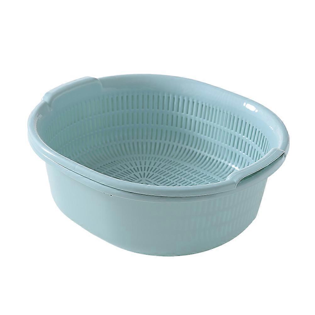 Blue Plastic Stackable colanders for Draining Fruit and Vegetable 2 in 1 Design 6.5 Inches