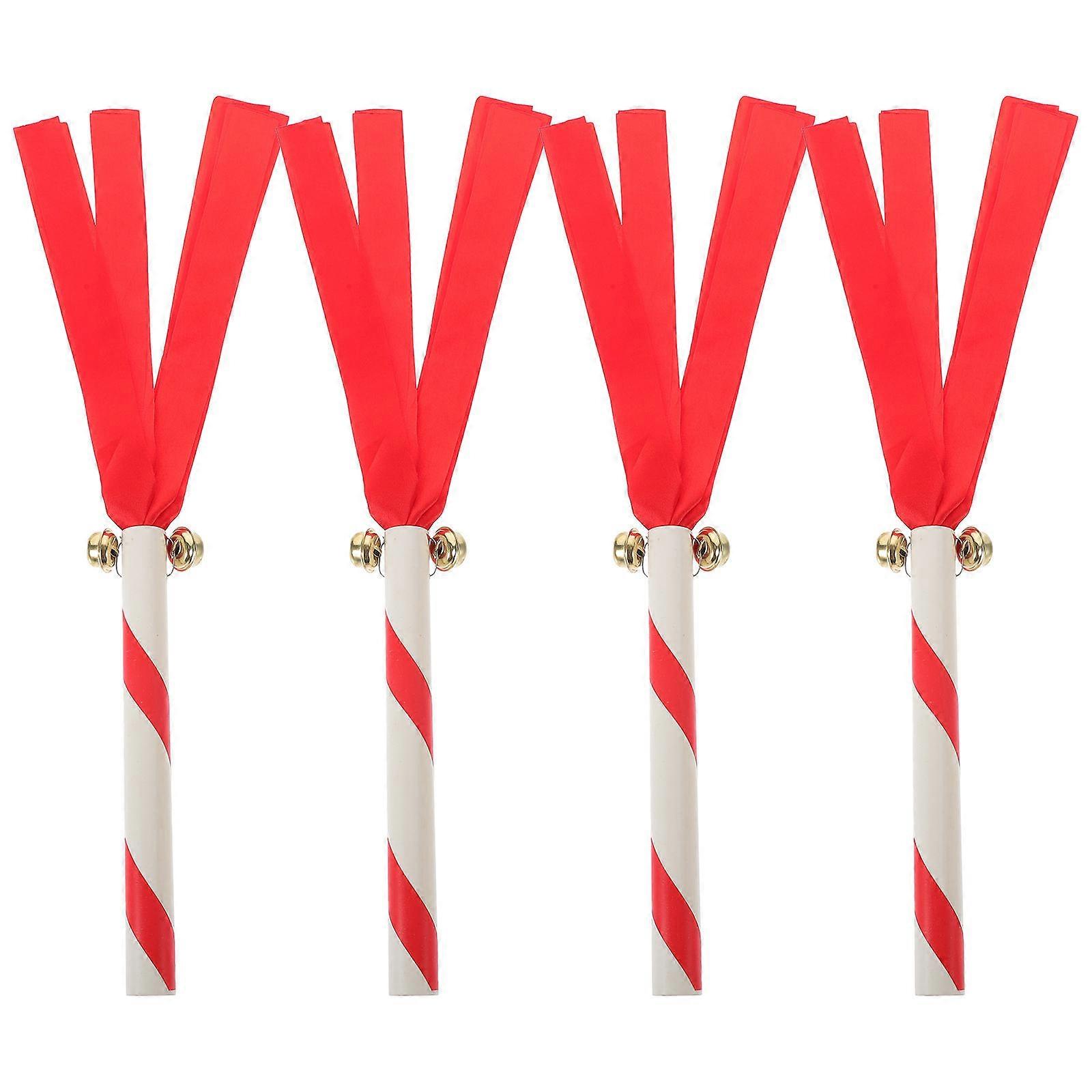 Cheerleading Thunder Sticks with Bright Red Pom Poms for Party Use Made of PVC 4 Pieces
