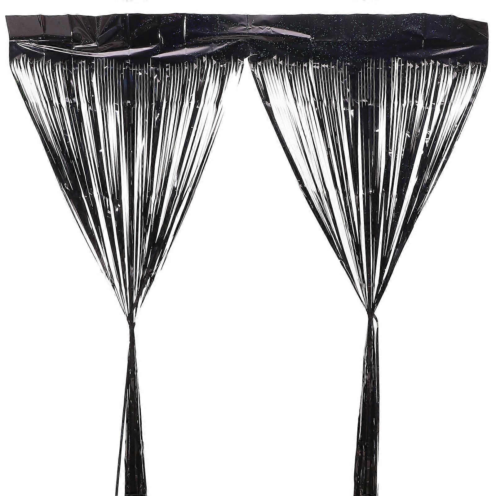 Black Fringe CurtainBackdrop for Party Decoration Made of PET Perfect for Adding Happy Atmosphere 2 Pieces