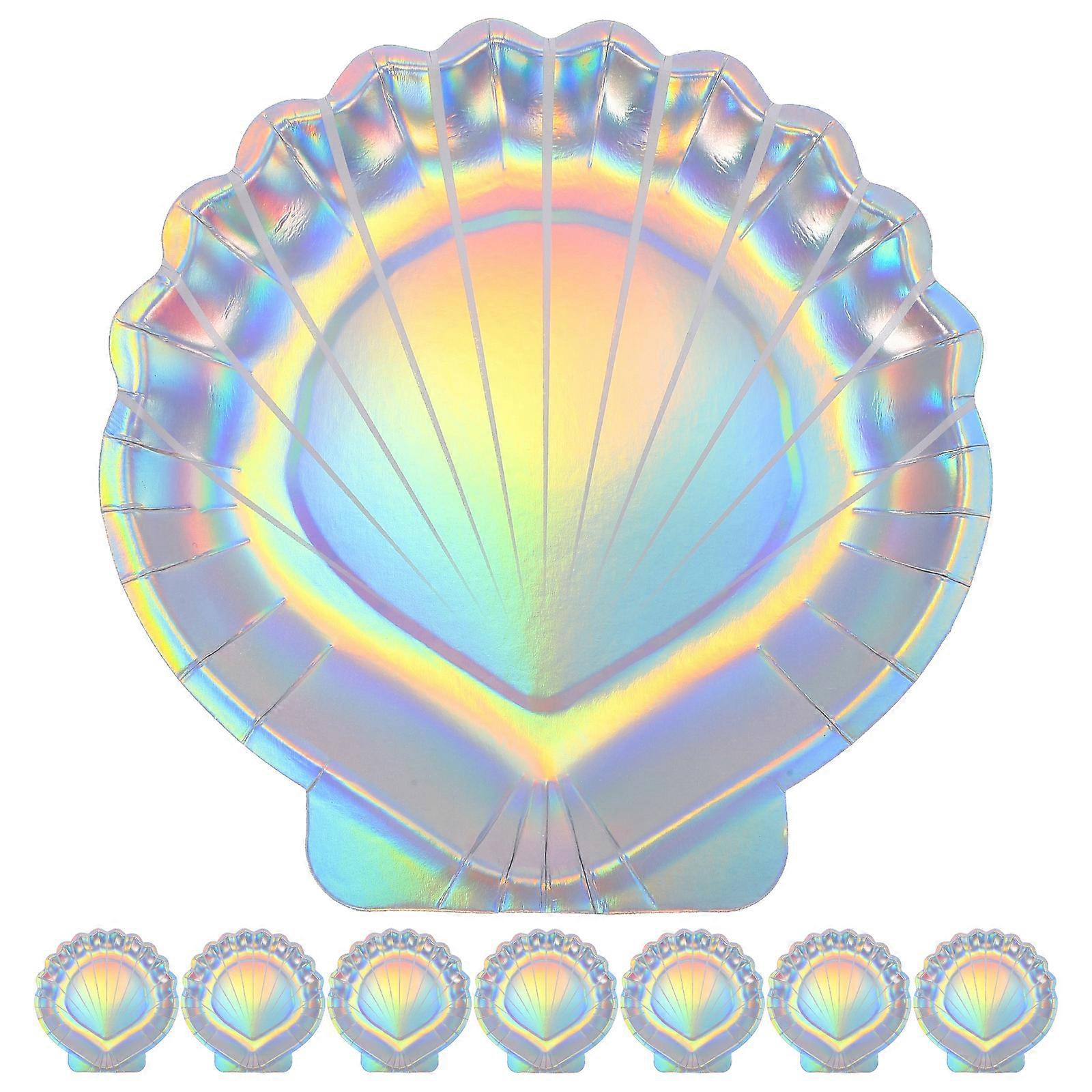 Mermaid Seashell Paper Plates for Party and Storage Use with Design Multi Color