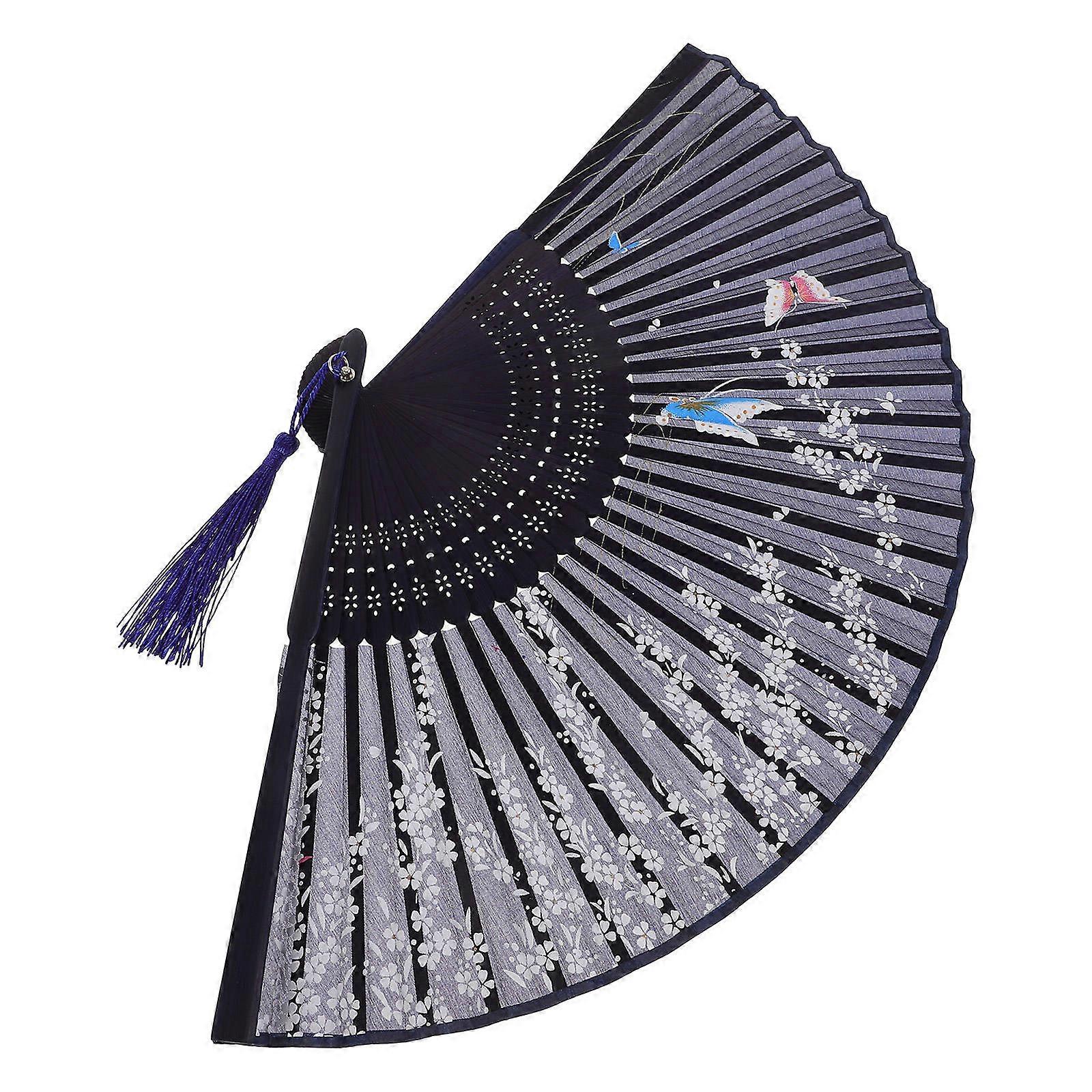 Fabric Hand Fan Vintage Design Random Color Beautiful Flower Pattern Travel Luggage Friendly 1Set