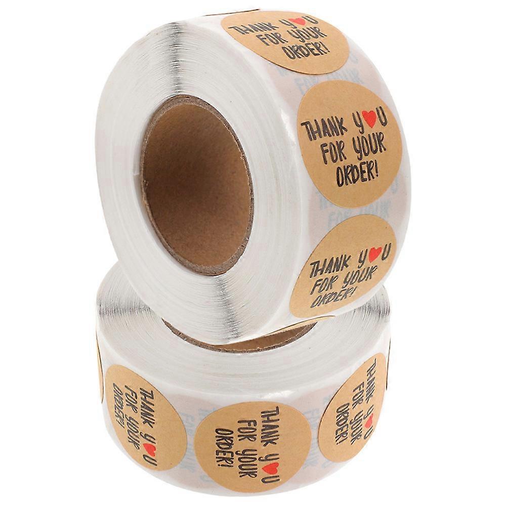 2 Rolls Round Thank You Stickers Multi Use Adhesive Labels for Baking Party Decorations Versatile Sealing Decoration