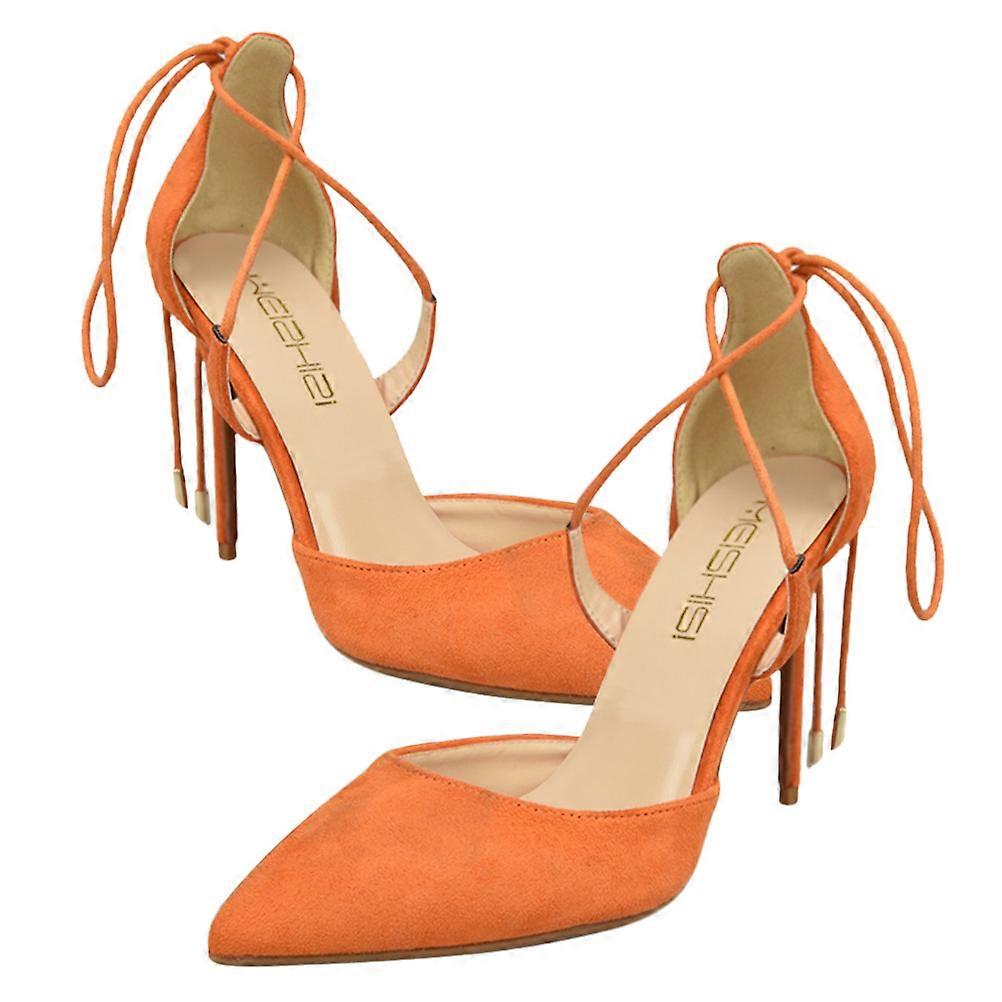 High Heel Shoes Elegant Design Orange Rubber Sole 1Pair