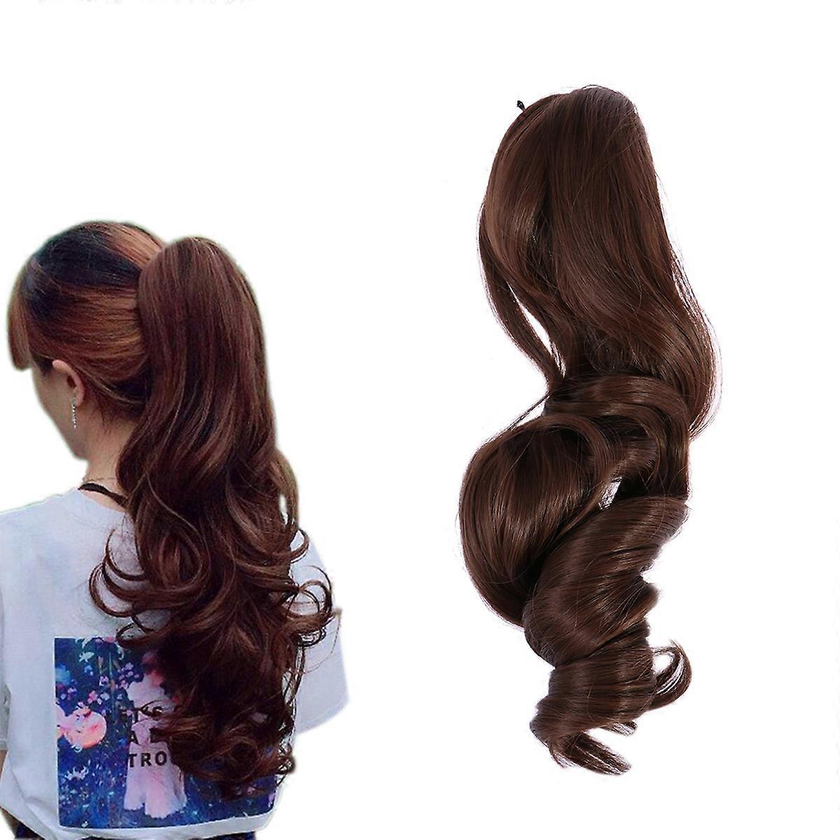 Dark Brown Women Curly Wig with Claw Clip for Easy Use Made of High Temperature Fiber Fits All Sizes