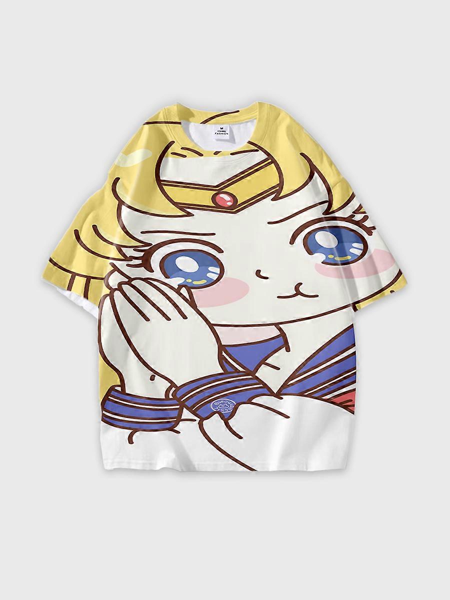 T-shirt round neck Role Pattern loose short sleeve D2320