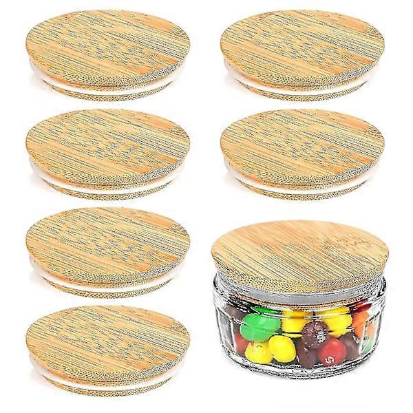 Bamboo Lids Bamboo Pudding Jar Lid Compatible With Gu Puds Cheesecake Jars, Reusable For Gu Jar, 6 Pack