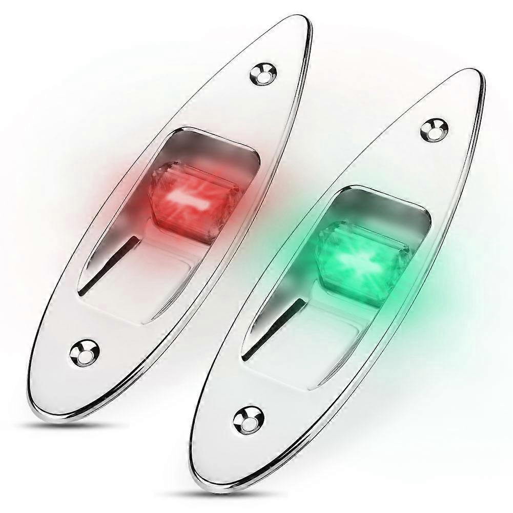 2Pcs 12V LED Flush Mount Side Bow Navigation Signal Light Lamp for Marine Boat Yacht Green/Red