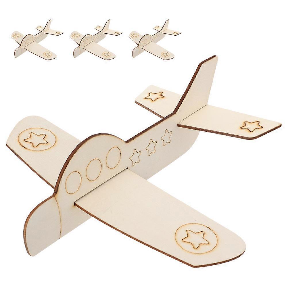 Durable Wood Airplane Crafts for Decoration Khaki Synthetic Material 4 Pieces