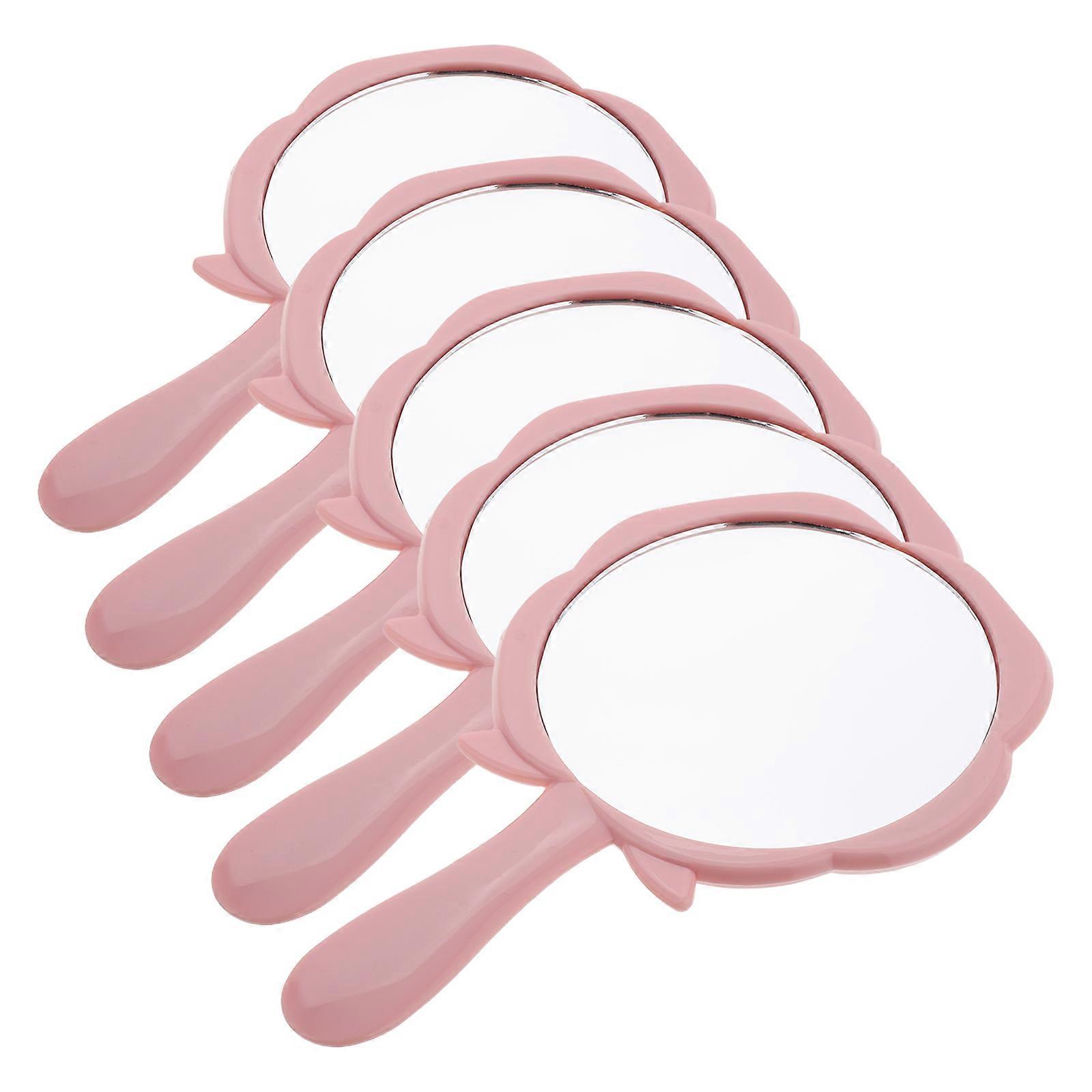 Handheld High-Definition Reflection Pocket Mirror Rose-shaped Handle for Women Travel 5Set