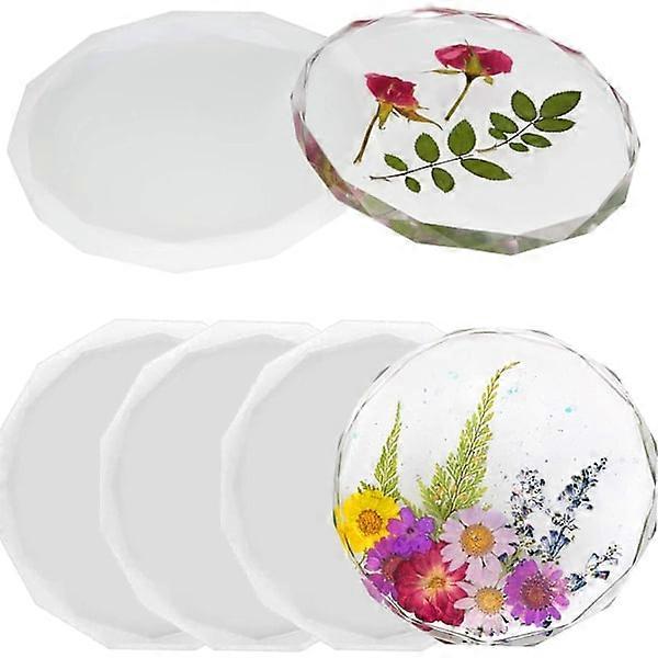 4-pack resin casting molds for coasters, diamond edge crystal coaster molds f