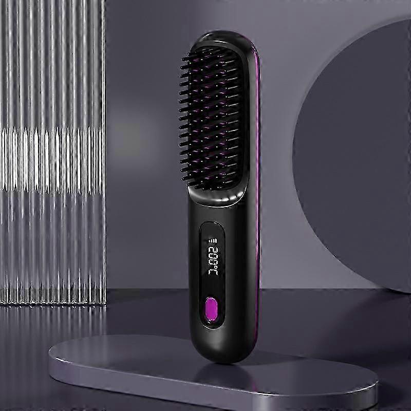 Electric LCD Usb Ceramic Heating Straight Hair Comb Wireless Portable Negative Ion Styling Tool Rechargeable Straightening Brush