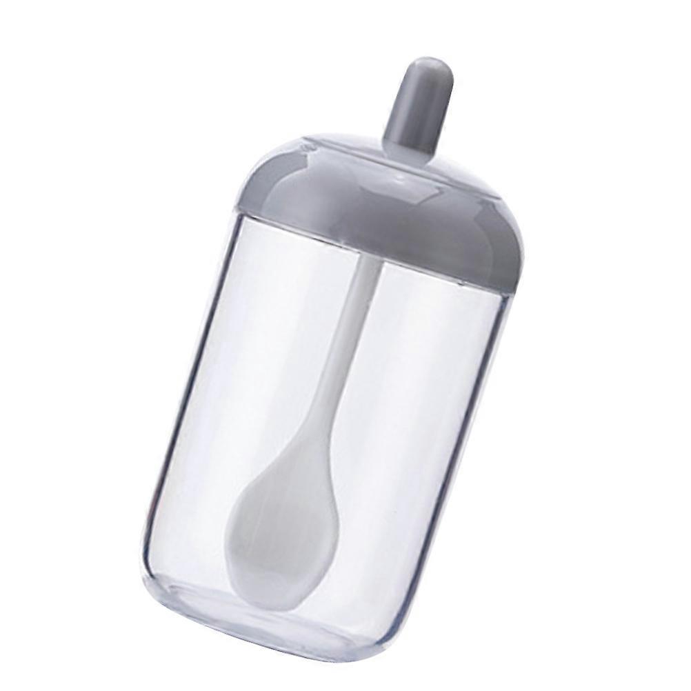 Spice Jars with Spoon for Easy Portion Control Grey PP+PC Material Perfect for Storing Things 4.5 Inches