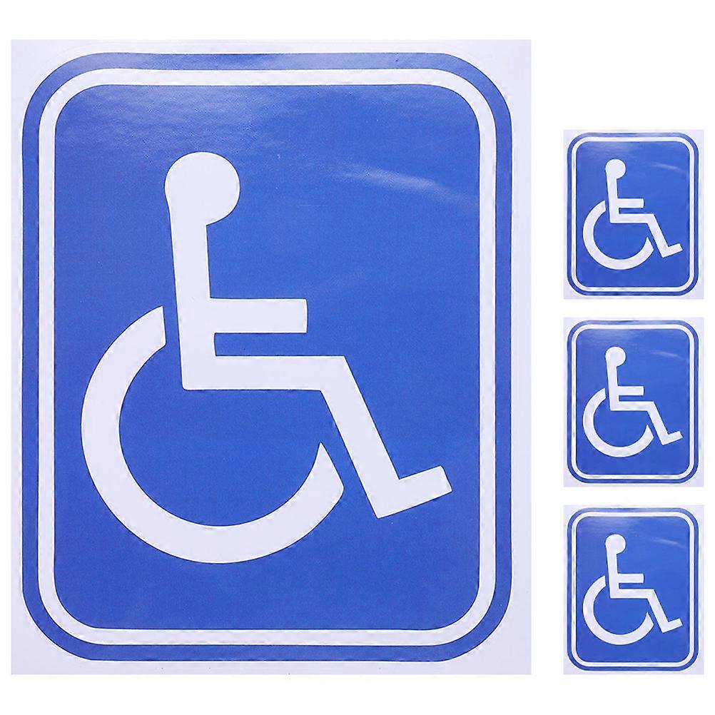 Adhesive Disabled Wheelchair Sticker 4Pcs Rectangular Safety Reminder For Public Restrooms Blue