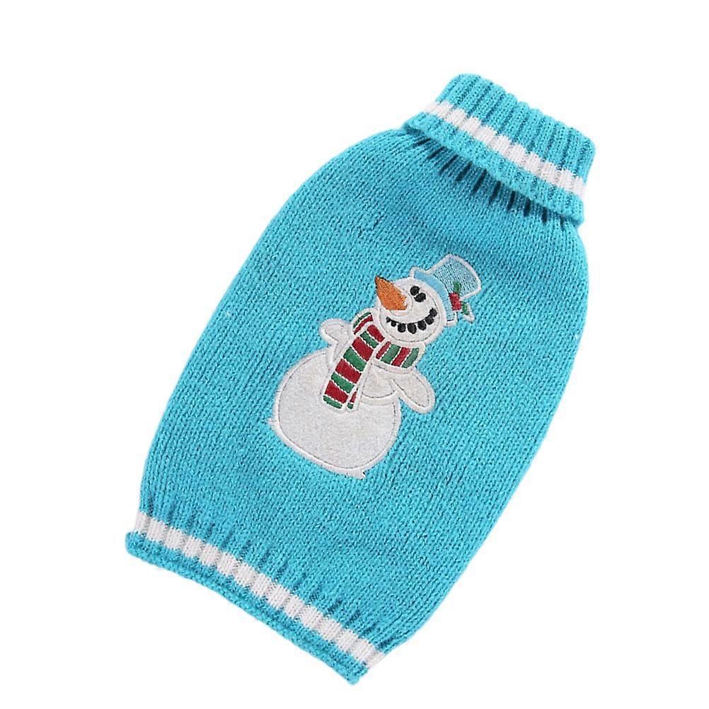 Durable Blue Dog Sweater for Pet Use with Fashion Snowman Design Perfect for Outdoor Activities and Special Occasions Size XXS