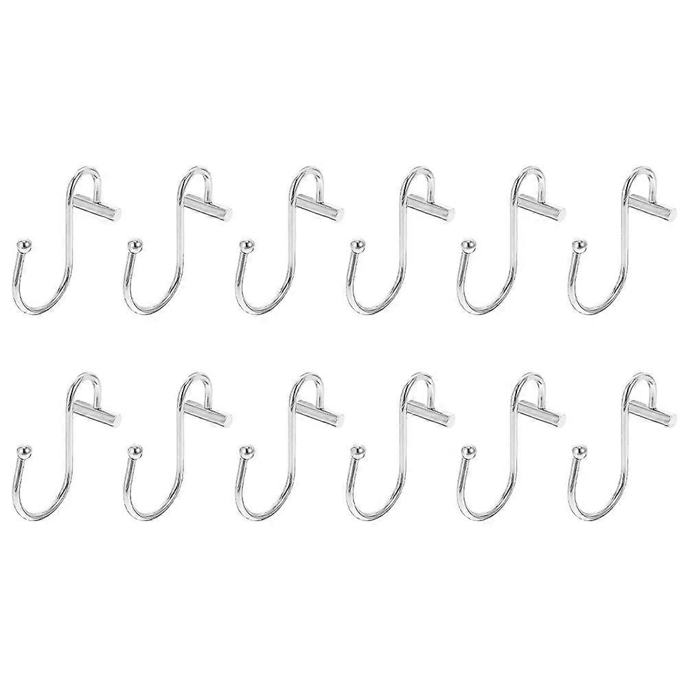 12PCS Stylish Curtain Hooks for Shower & Bathroom – Smooth Polished Finish, Easy Installation, End Design for Modern & Traditional Use