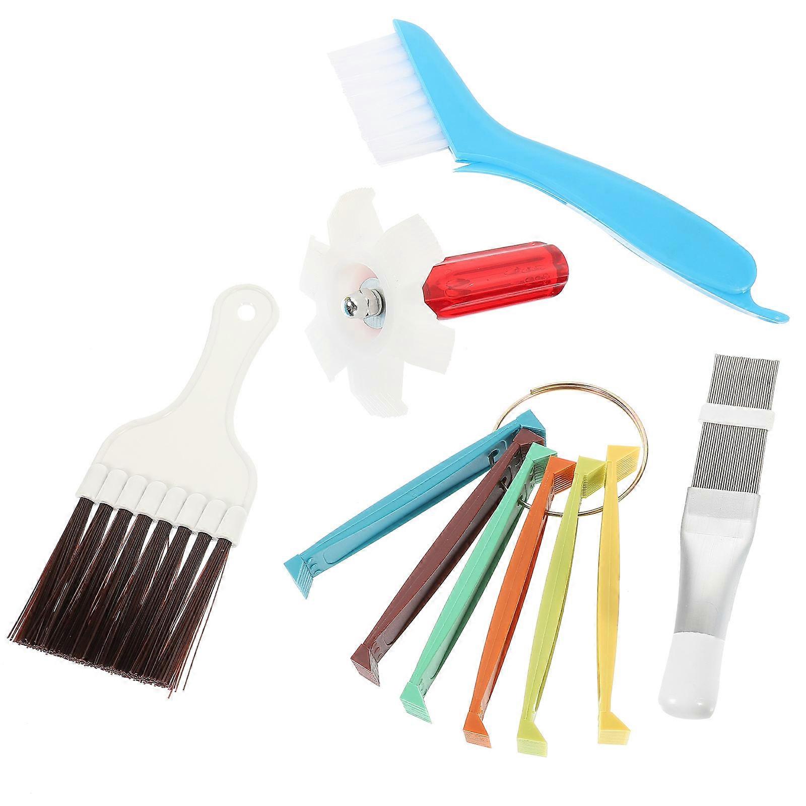 Stainless Steel Radiator Fin Comb Tool Kit for Efficient Coil Cleaning in Air Conditioners, Refrigerators, and Kitchens with Essential Brushes and