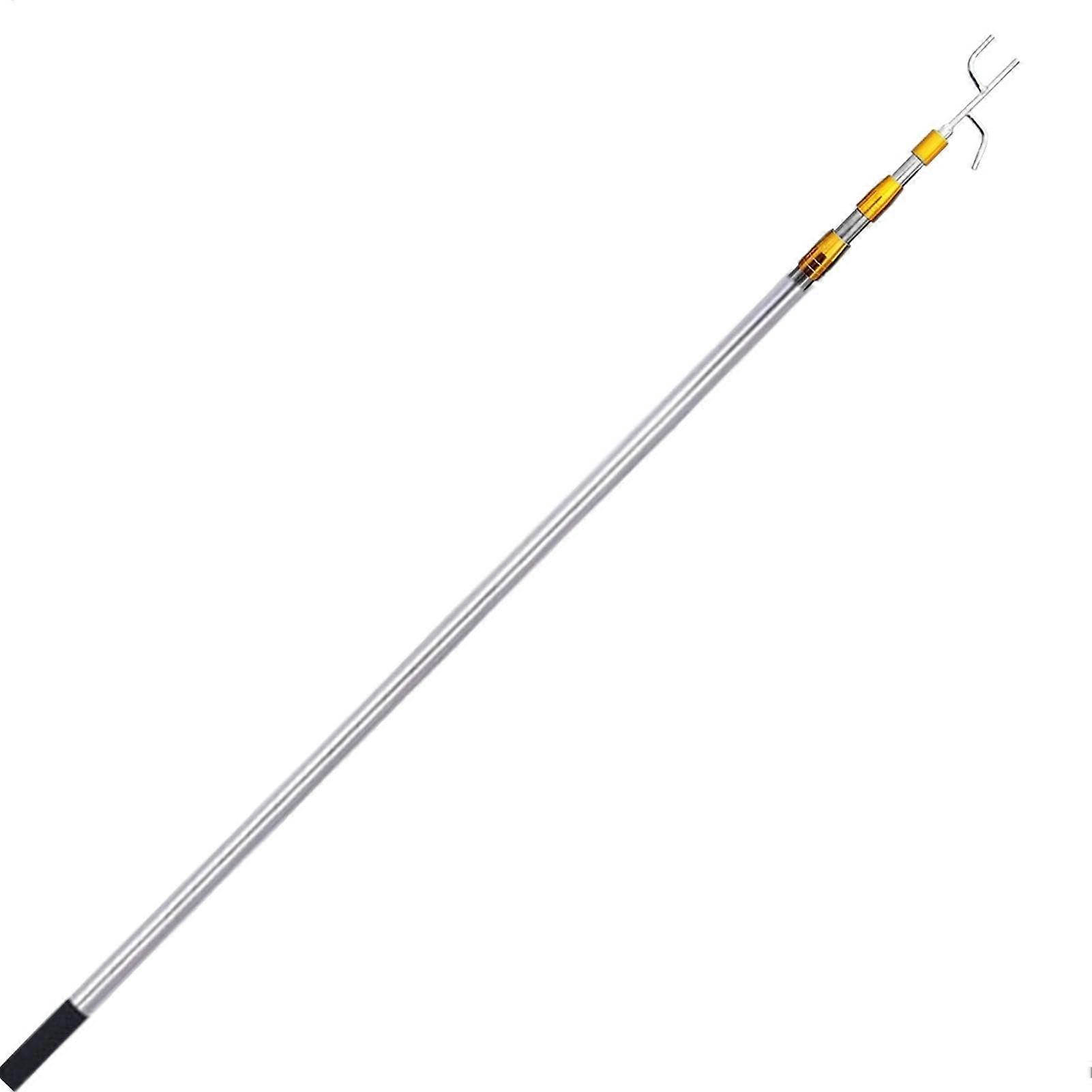 Telescopic Reacher Tool 12m Reach Stainless Steel Rust-Resistant Extendable Tool with Two Hooks Yellow