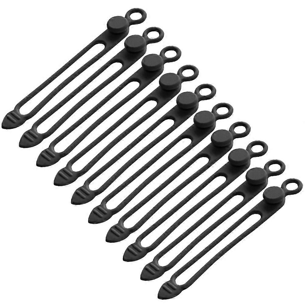 Reusable Silicone Cable Ties for Home Black Wire Organizers and Cord Managers 10pcs