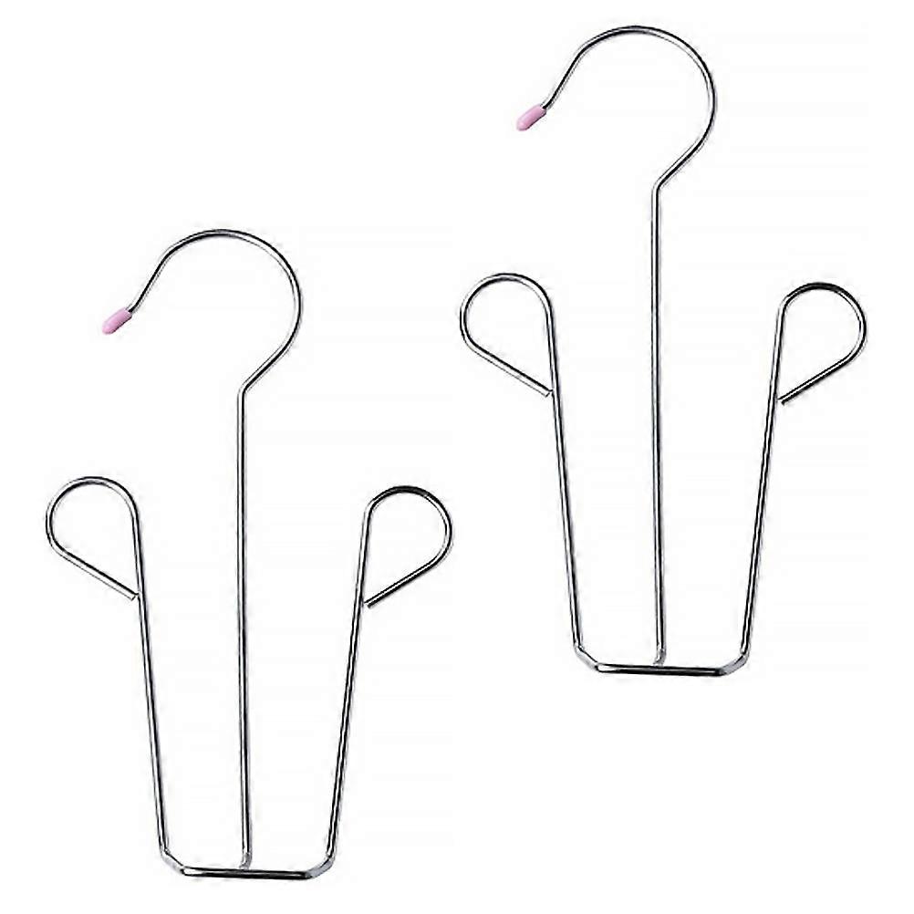 Stainless Steel Shoe Hanging Rack with Double Hooks, Non Slip Drying Holder for Shoes and Clothes, Space Saving Storage Organizer