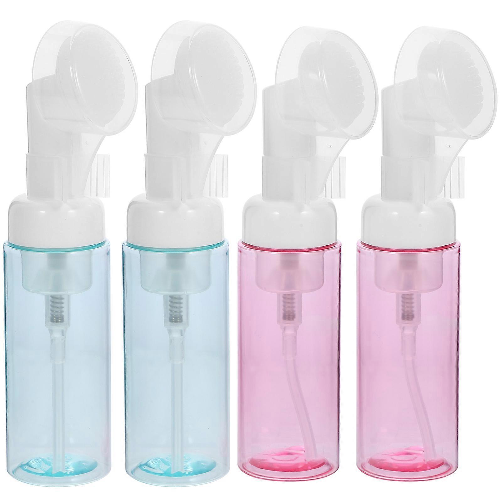4個の再利用可能なフォームポンプボトル、洗顔料、シャンプー、ハンドソープ用の透明ディスペンサー屋外用旅行に優しい漏れ防止デザイン&屋外用