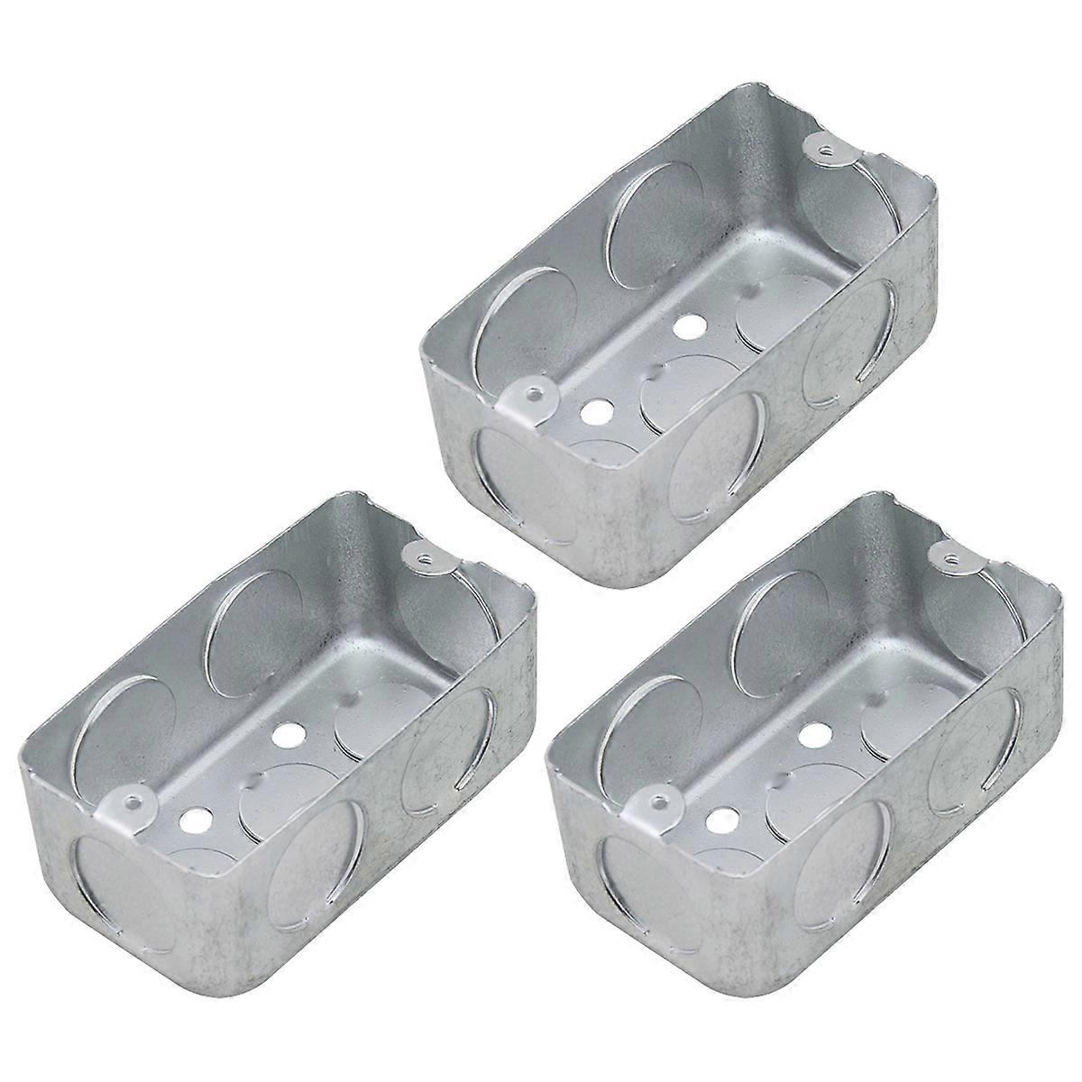 Wall Junction Boxes 3Pcs Waterproof Electrical Outlet Box Simple Design For Wall Installation Silver Color Cable Management