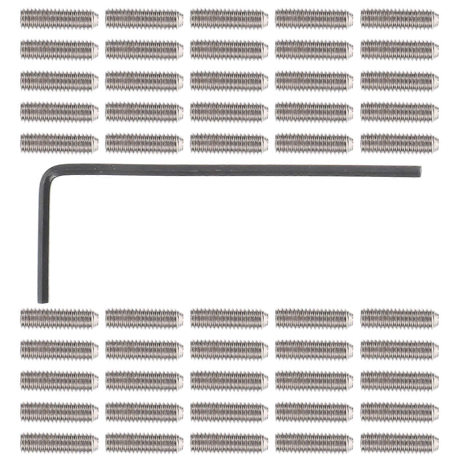 1 Set Electric Bass Guitar Bridge Saddles & Screws with Wrench for Easy String Height Adjustment