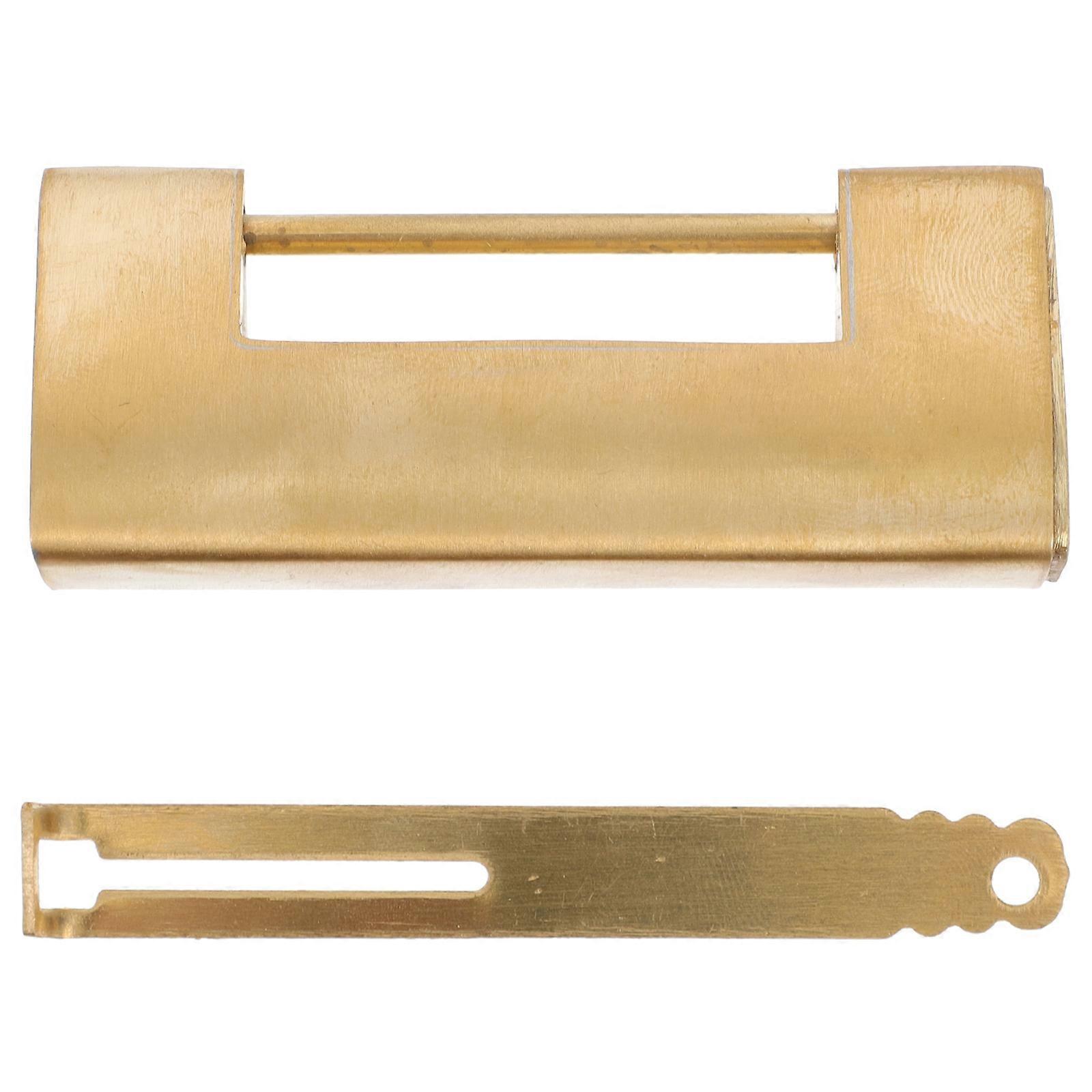 Chinese Antique Padlock for Box Golden Copper Material with Key Elegant Retro Design Fits Jewelry