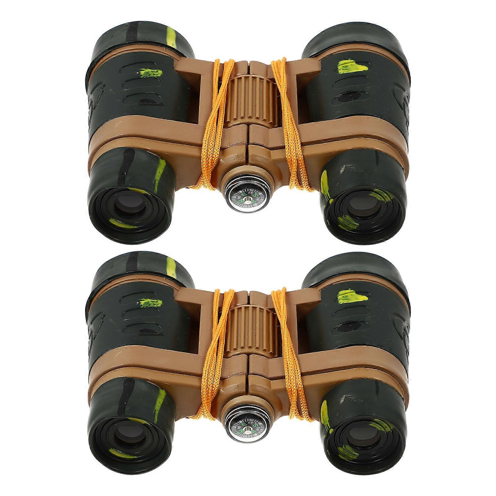 2Pcs Binocular with Compass Toys Professional Outdoor Sightseeing Binocular for Kids