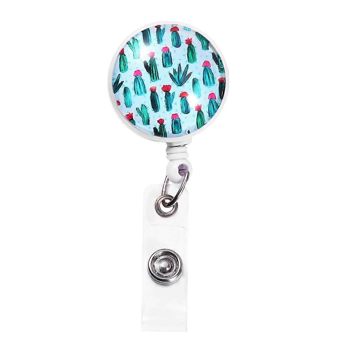 Retractable Badge Clip For Nurses And Students Multicolor Cactus Style Suitable For Business Events 2Pcs