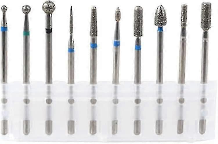 10pcs Ceramic Nail Drill Bits Set Remove Acrylic Gel Cuticle Nail File Bit Tools