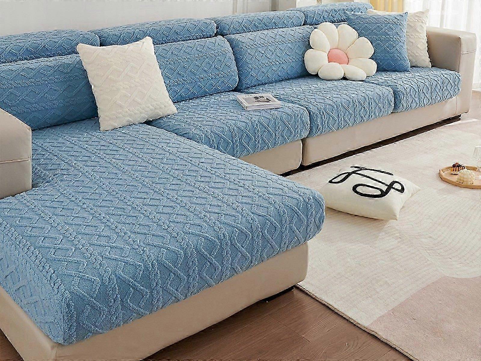 For 3-Seater Stretch Sofa Seat Cover Elastic Couch Cushion Slipcovers Blue