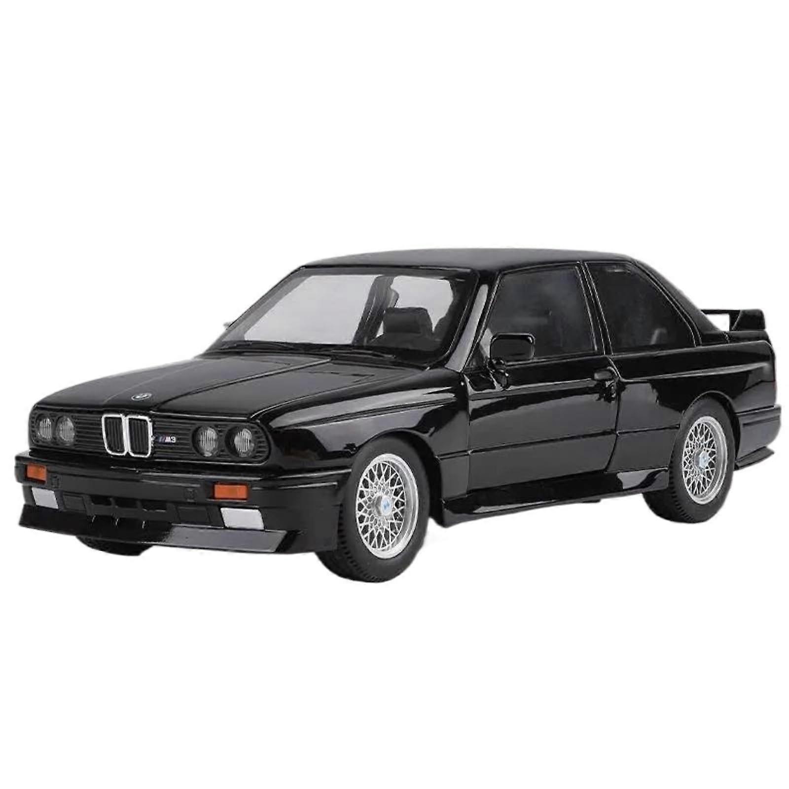 Scale model car 1:24 for BMW M3 E30 in alloy miniature car diecast metal scale car model with sound and light, readymade car collection (Black 1).