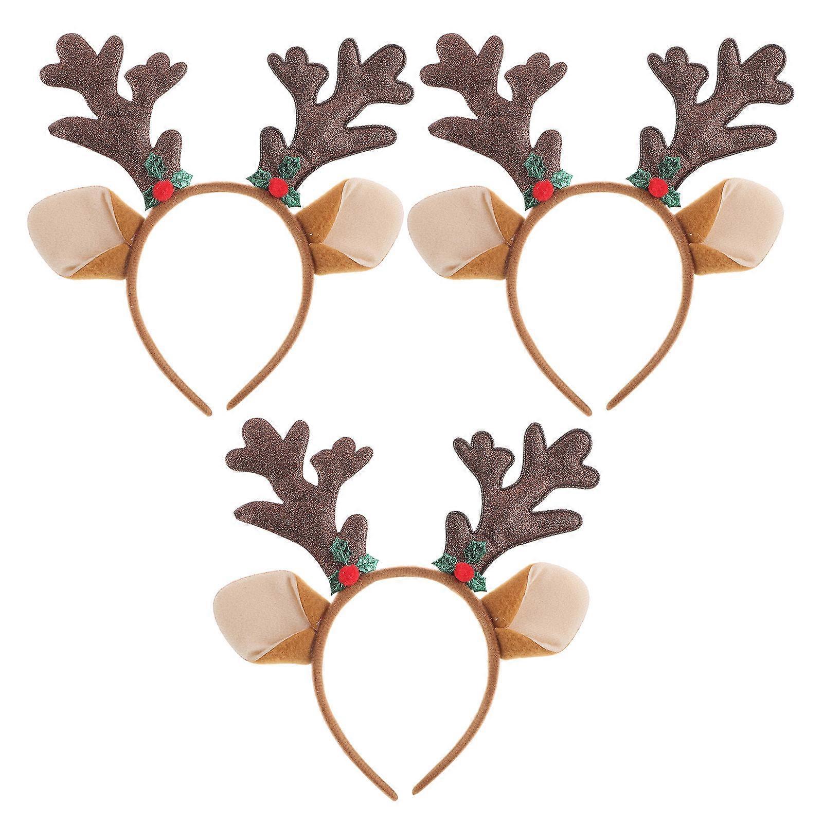 3Pcs Festive Christmas Antler Headband Family Gatherings and School Events Coffee Material