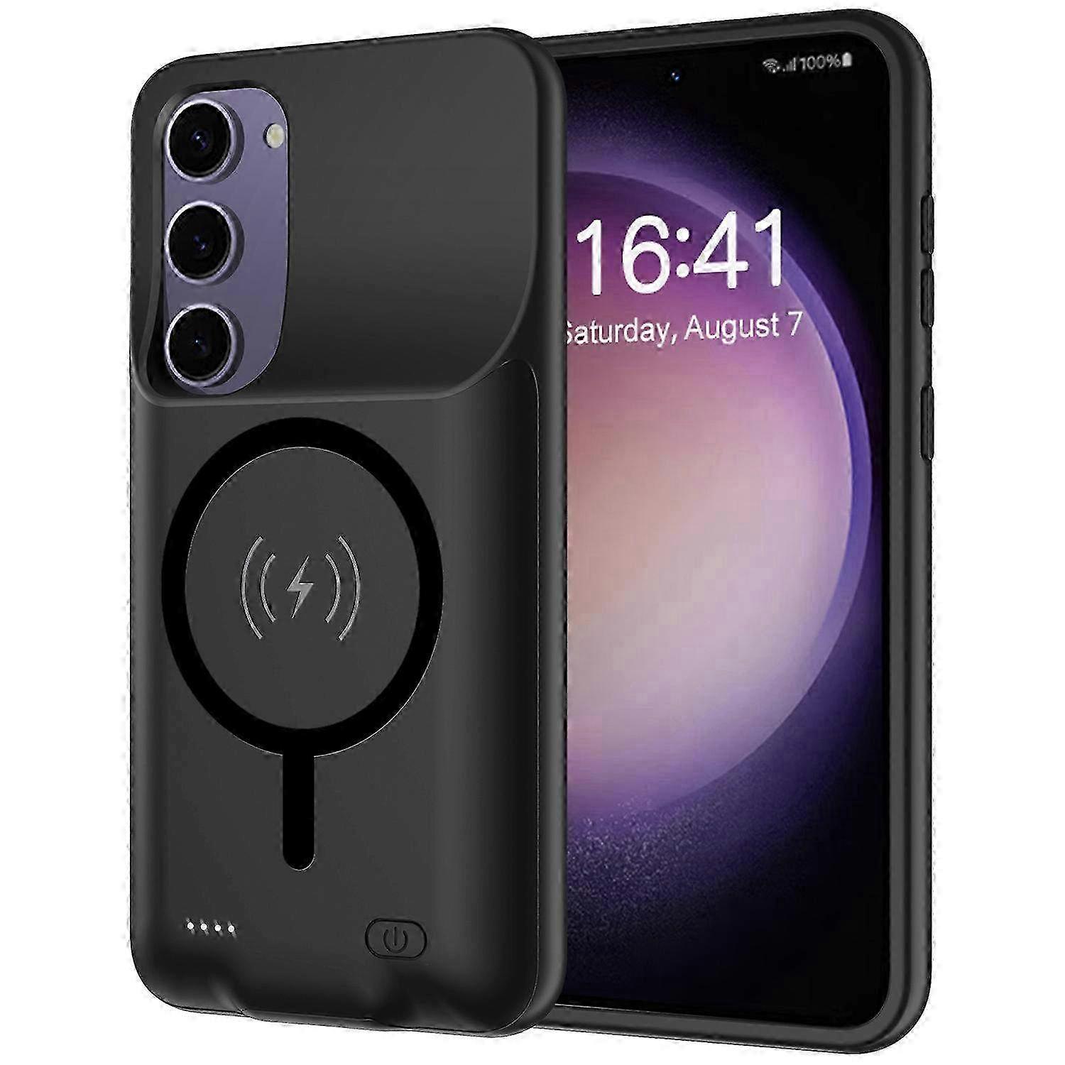 10000mAh Extended Battery Charging Case with TPU ABS Cover for Samsung Galaxy S23 Phone - Compatible with MagSafe Wireless Charging