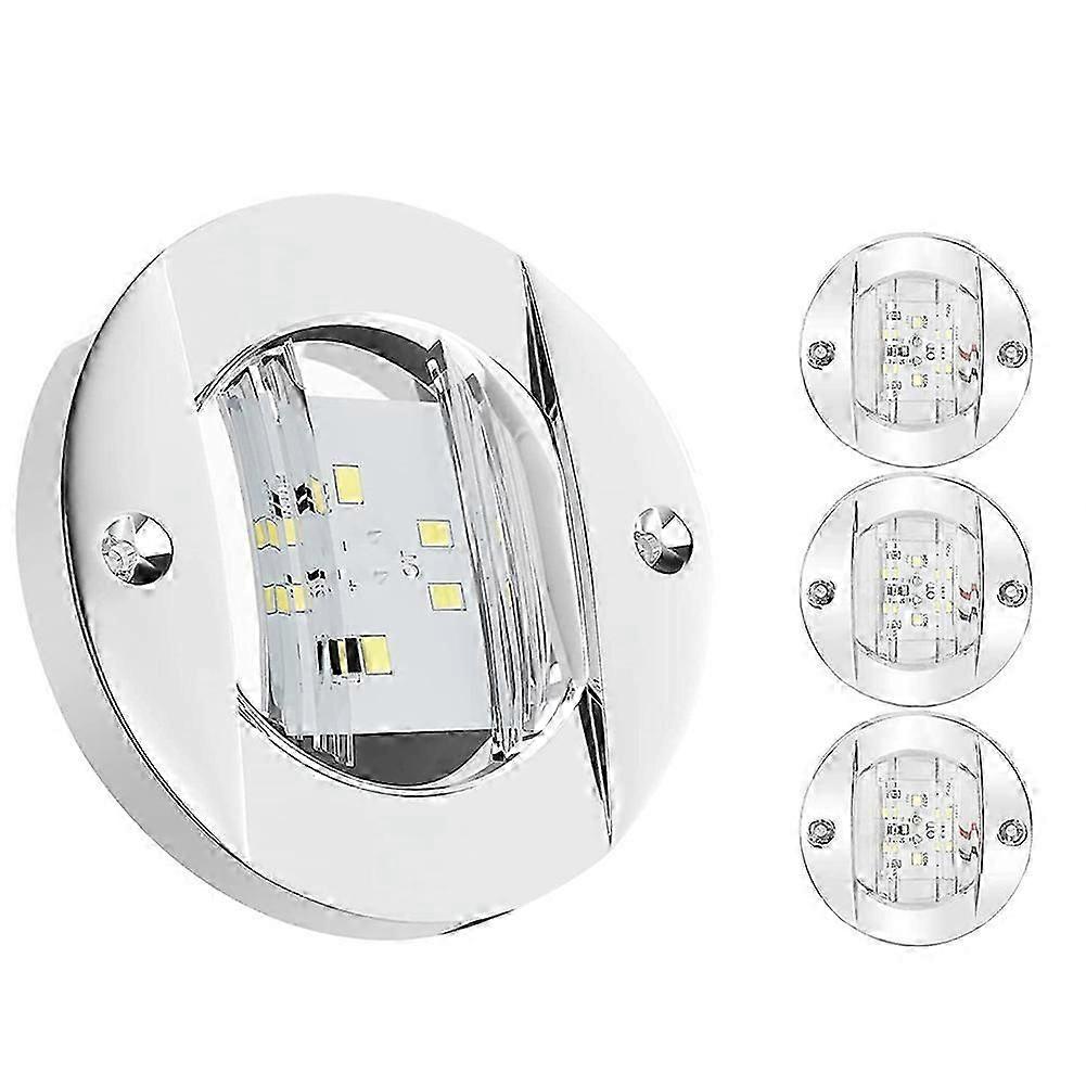 4個マリンボートインテリアライト、12V LEDボートデッキ礼儀ライト3インチラウンドホワイト6 LEDスターントラン
