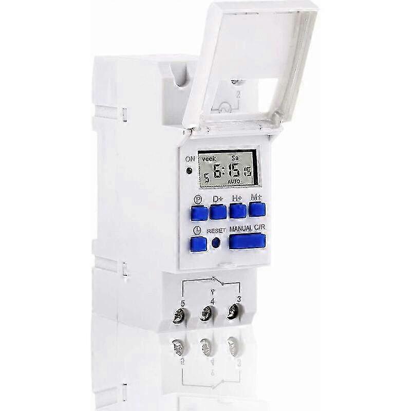 Digital Programmable Timer Switch with Large LCD Display - Daily & Weekly Scheduler for 35mm DIN Rails (220V)