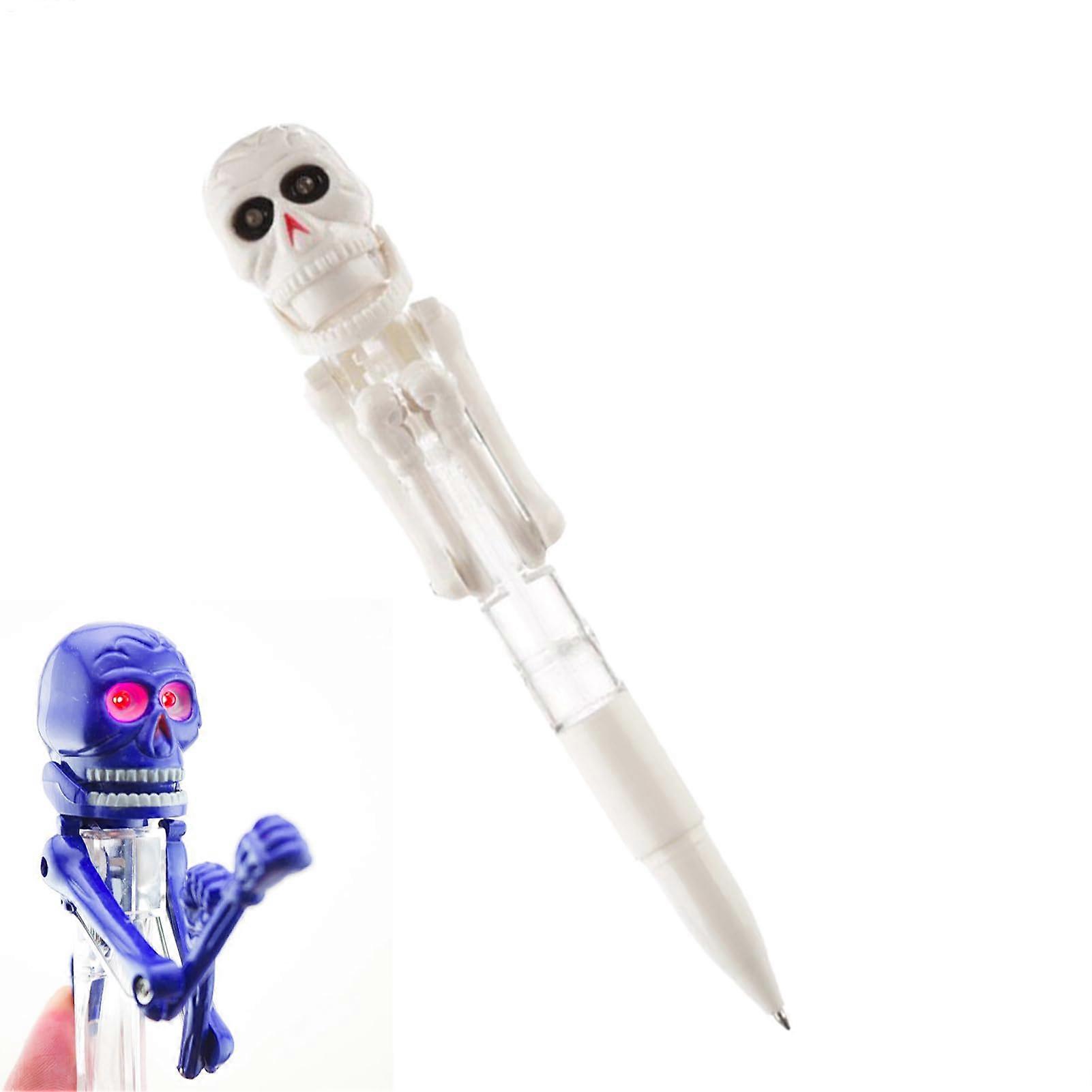 Skeleton Funny Pen with Light Up Feature, Ergonomic Grip Ballpoint Pen for Adults and Children, Halloween Themed Design for Classroom and Dormitory