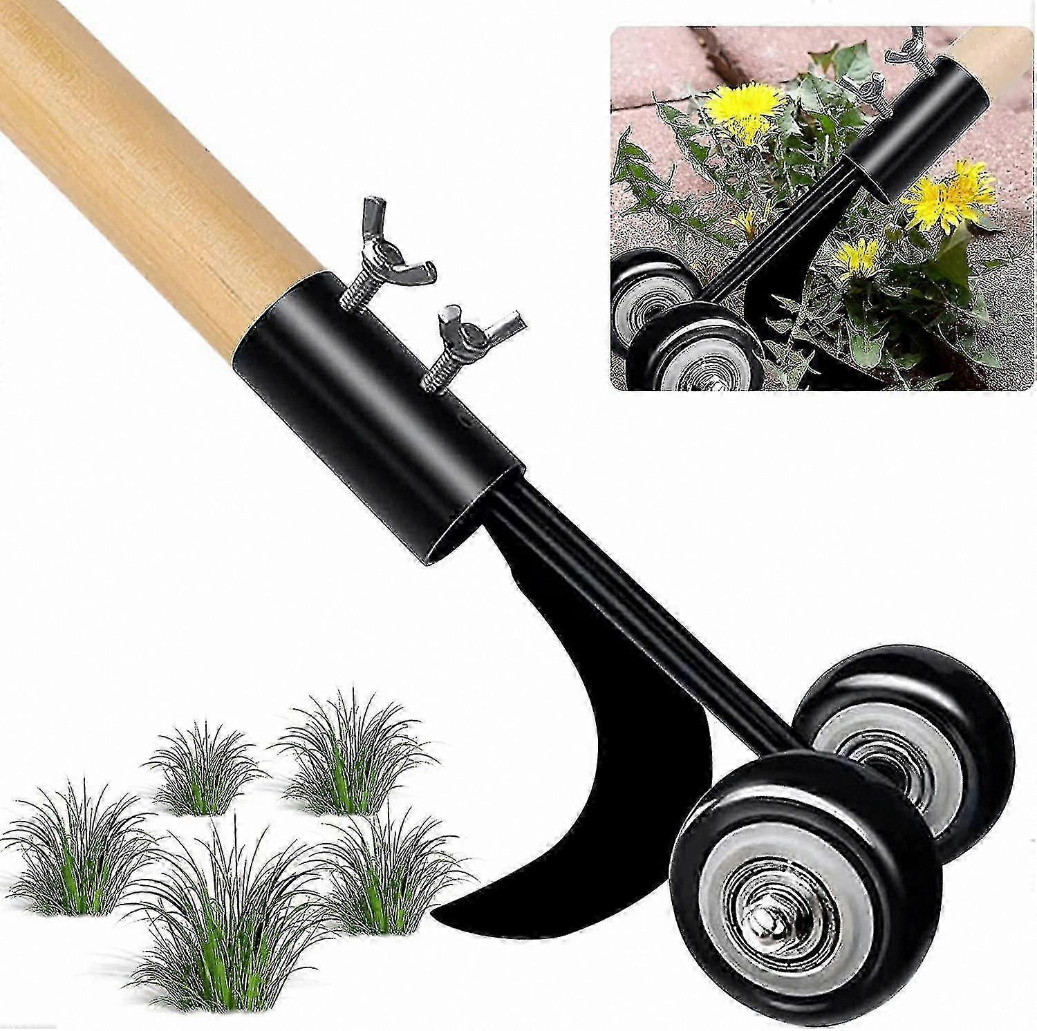 Garden Weeding Tool with Wheels for Patio and Lawn Maintenance