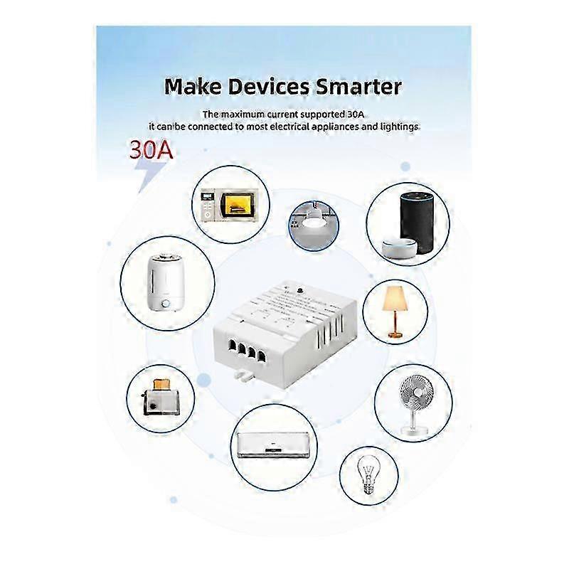 Tuya Smart WiFi Switch DIY Timer AC 85-265V WiFi Wireless Controller 30A Power Monitor Kwh for Alexa Home
