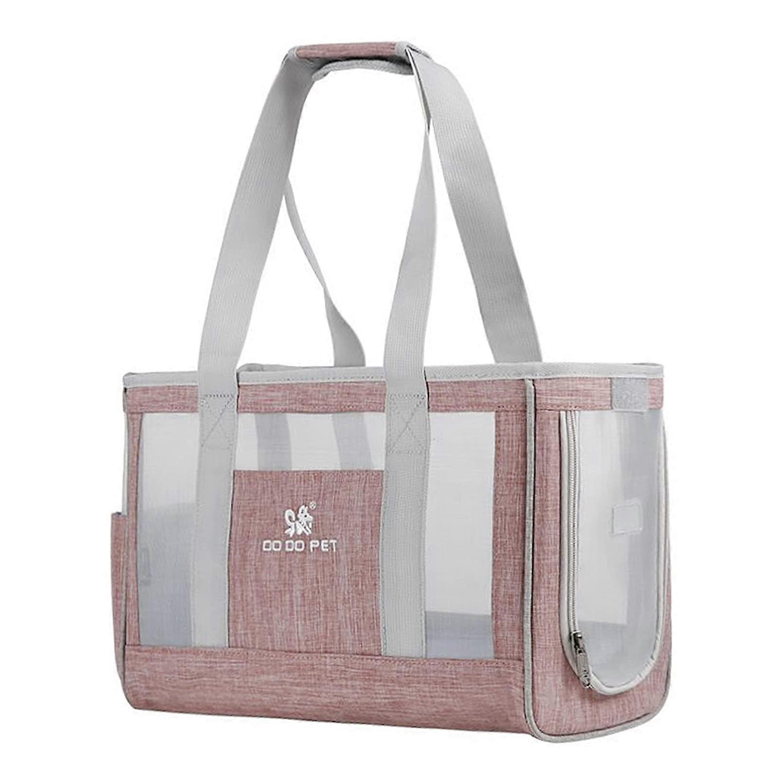 Pet Carrier Hand Bag Soft Sided Travel Carrier For Small Dogs And Kittens Breathable Mesh Windows Pink