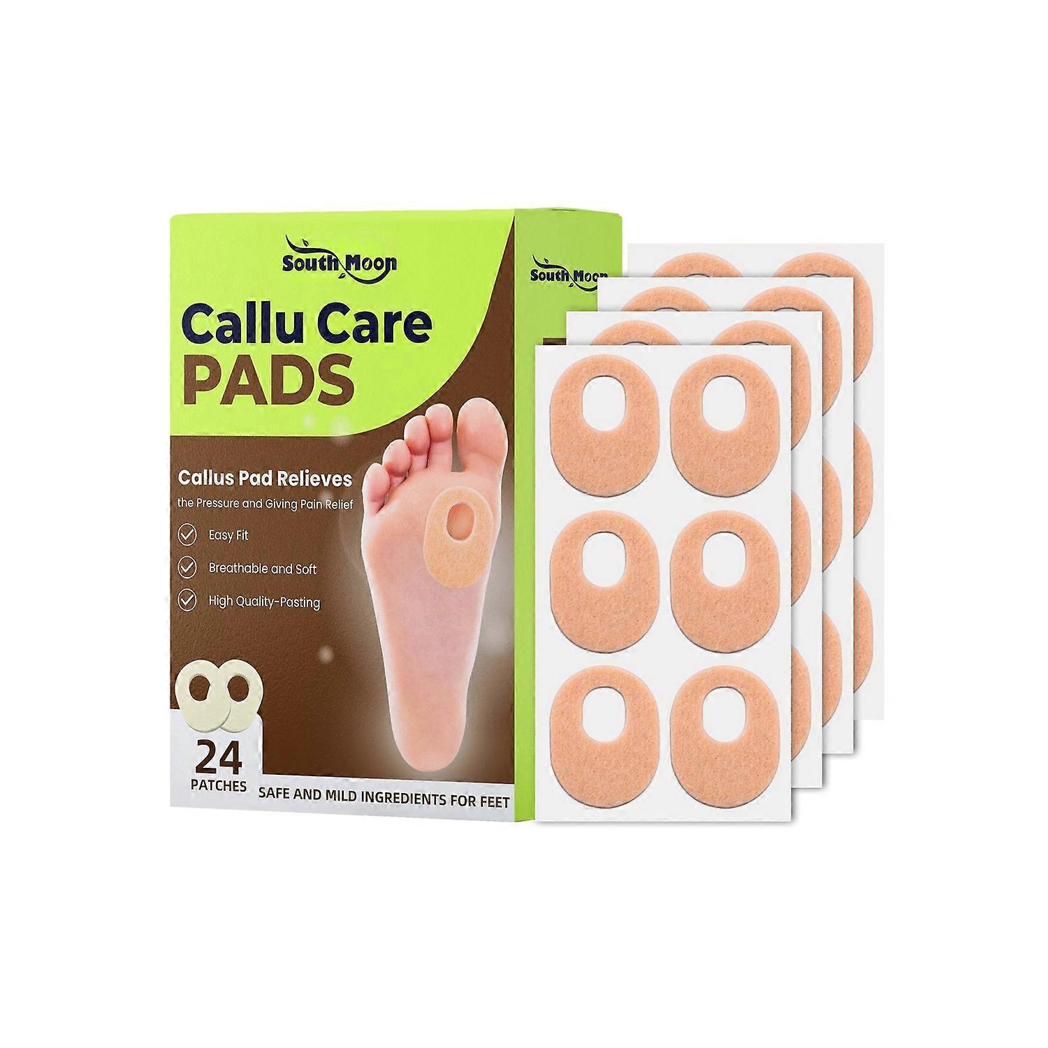 1-6x SOUTH MOON 24PCS Callu Care Pads Soft Felt Oval Shape Foot Callus Cushions Pads for Toes and Fe