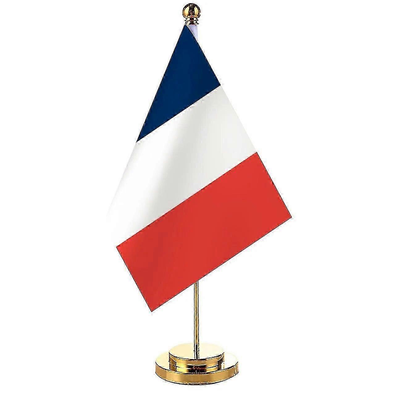 14x21cm Kontorsbord Skåp Frankrikes Flagga Bordsstativ Pole Flagtick Den franska flaggan Set Mötesrum Dekoration